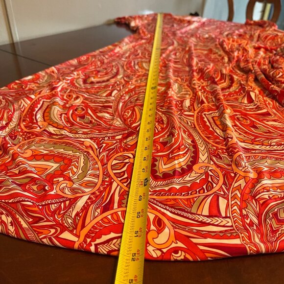 Ashley Stewart Paisley Print Dress 22/24 Vibrant Red & Orange short sleeves - Picture 5 of 9